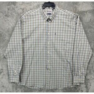 Barbour Men's Shirt 5XL‎ White Plaid Tailored Fit Long Sleeve Button Up